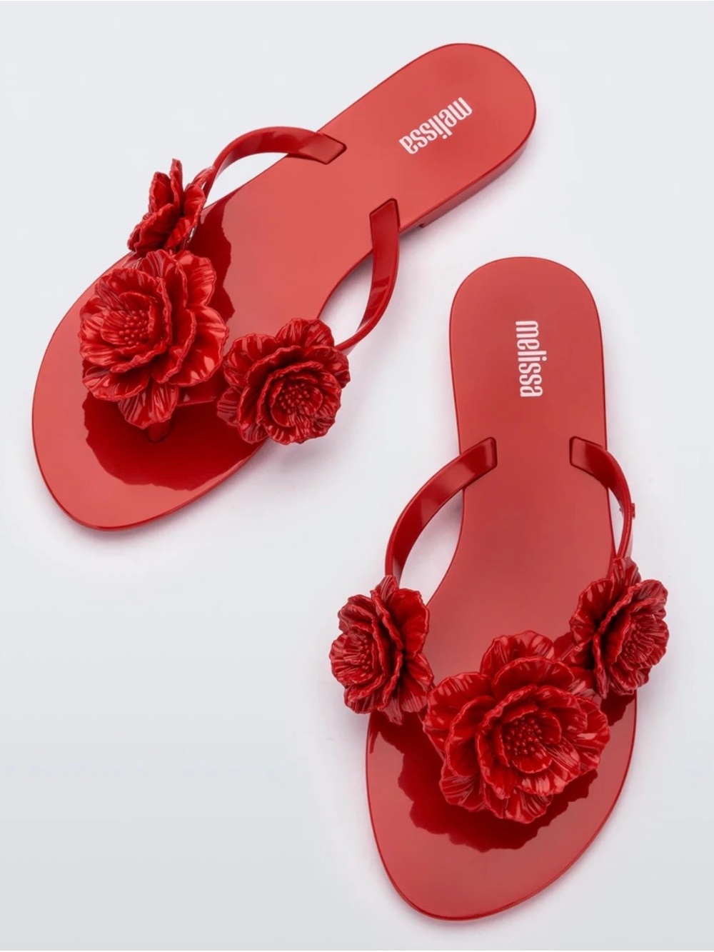 Melissa Red Floral Jelly Sandals for Women